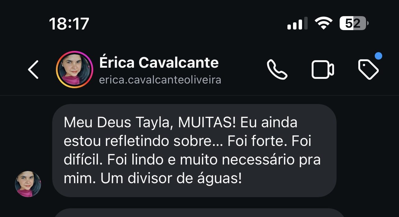 Mensagem de aluna dizendo que o Evolua foi um divisor de águas